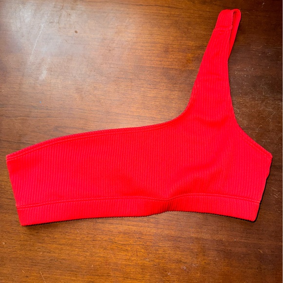NastyGal Ribbed One Shoulder Crop Top Sz 2 - Picture 1 of 4